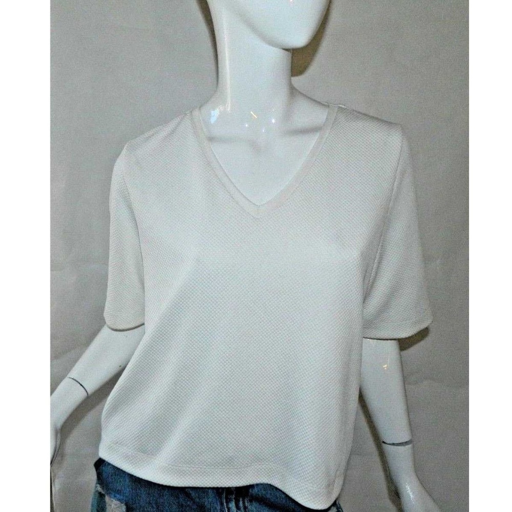 Zara Shirt White Waffle Cross Back Top - Picture 1 of 4
